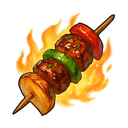 Flaming Grilled Meat Skewer