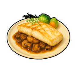 Fish Steak with Mushrooms